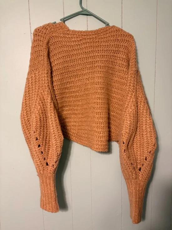 Anthropologie NEW medium Cozy Chunky Knit Cropped Cardigan Sweater - Brown - Picture 3 of 3